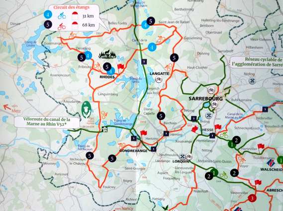 Plan type carte des circuits vélo au alentours de Mittersheim